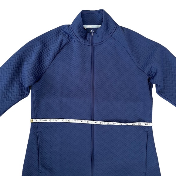 Adidas Ribbed Textured Golf Jacket Navy Large Full Zip - Picture 4 of 7